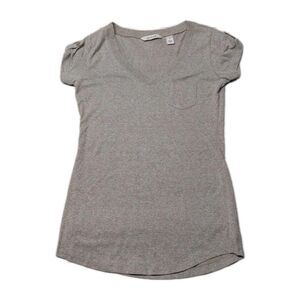 DEREK HEART Juniors Women Size Small Marled Brown V Neck Tee Top T Shirt Cute